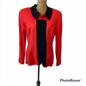 NWT Women’s Blazer CJ Adams By PSI Red With Black, Zip Sz 14 Dillards price $200